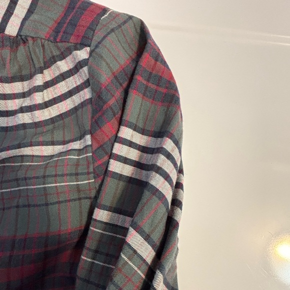 Madewell V-Neck Button Front Shirt Plainview Multicolor Lightweight Plaid Size M - Picture 5 of 7